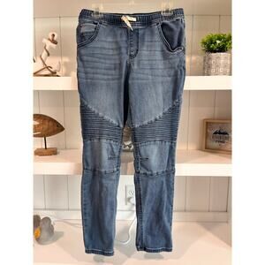 Art Class Super Skinny Moto Jeans Girls Size 16 Blue Elastic Waist Drawstring